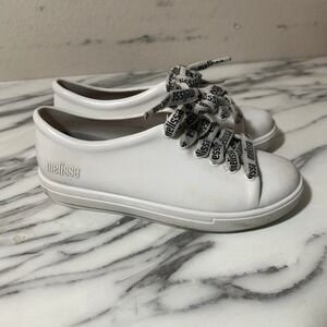 Mini Melissa White Rubber Jelly Sneakers Little Kid Girls Size 1 EU 32 Lace Up
